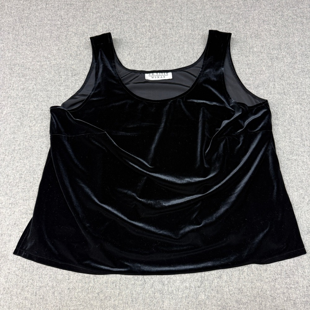 J.R. Nites Woman Velvet Tank Top Black Scoop Neck Sleeveless Blouse 1430